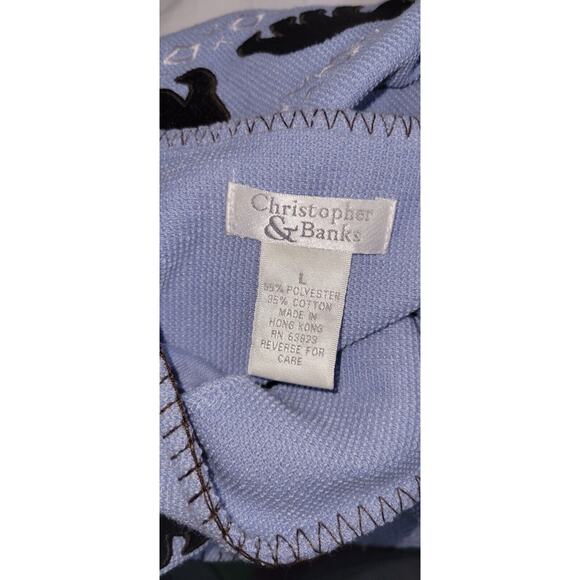 Christopher & Banks Womens Large Blue Black Bear Embroidered Button Up Cardigan - Picture 9 of 9